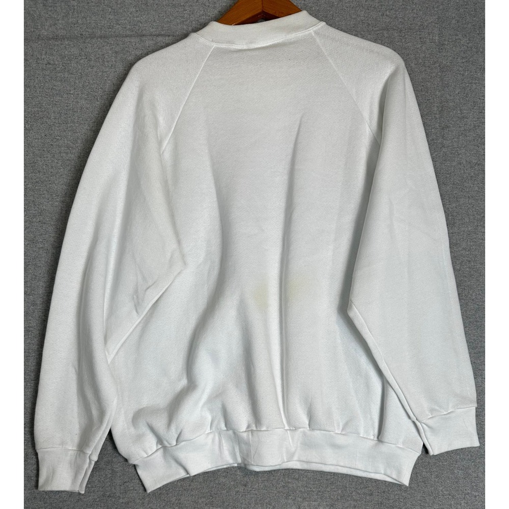 Vintage 1997 Deadstock Fruit of Loom Sweatshirt Womens XL White Raglan Crewneck - Picture 2 of 10